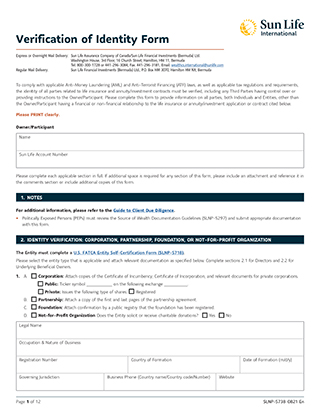Verification of Identity form